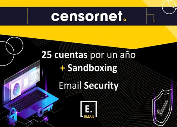 Paquete de Email Security Censornet (protección para 25 cuentas de correo durante un año incluyendo sandboxing) - El mejor precio del mercado (COSTO USD)