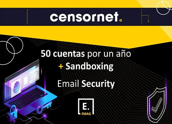 Paquete de Email Security Censornet (protección para 50 cuentas de correo durante un año incluyendo sandboxing) - El mejor precio del mercado (COSTO USD)